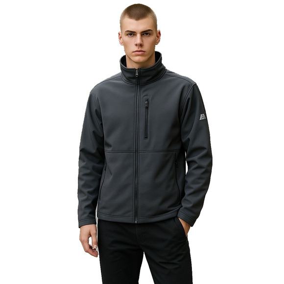 Ozark Trail Softshell Jacket Mens Small Gray Windbreaker Zip Front Fleece Lined - Picture 1 of 14